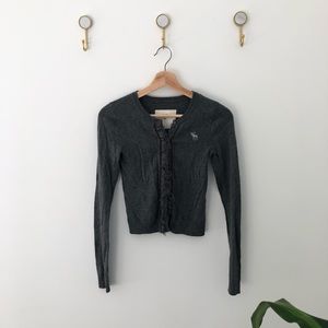 Abercrombie kids grey cardigan ruffle xl